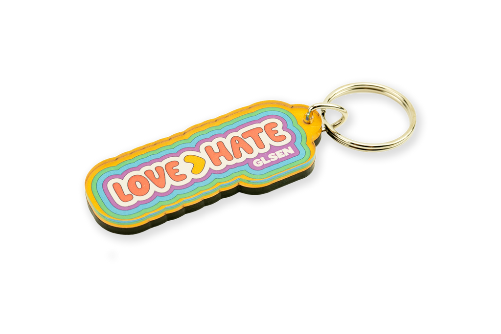 Love > Hate Pride Keychain