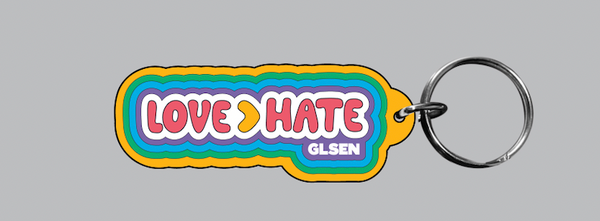 Love > Hate Pride Keychain